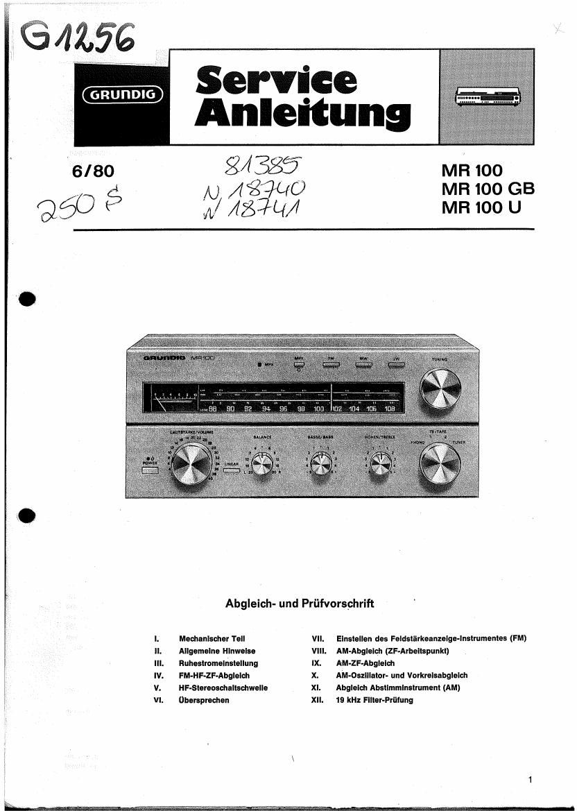 Grundig MR 100 Service Manual