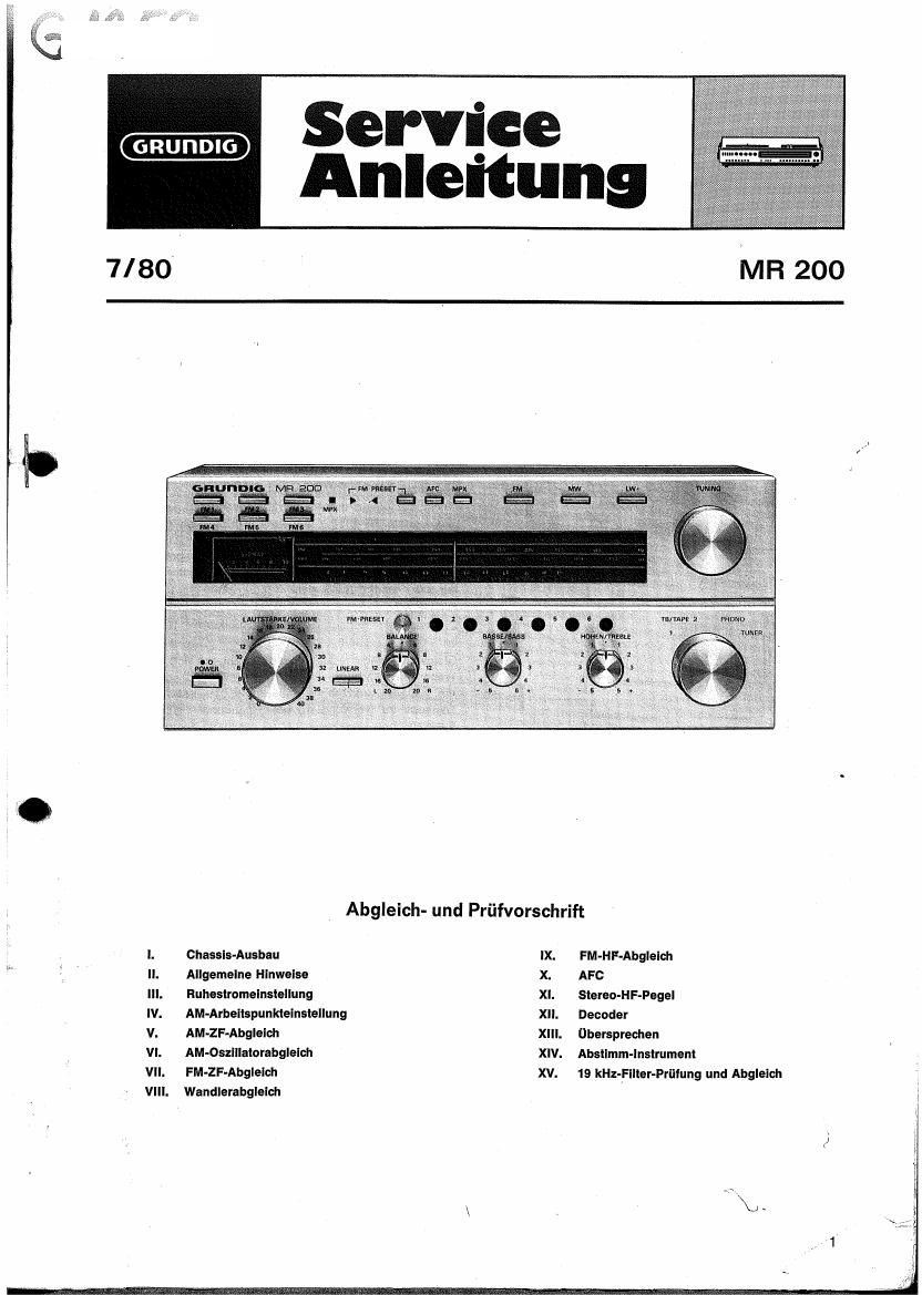 Grundig MR 200 Schematic