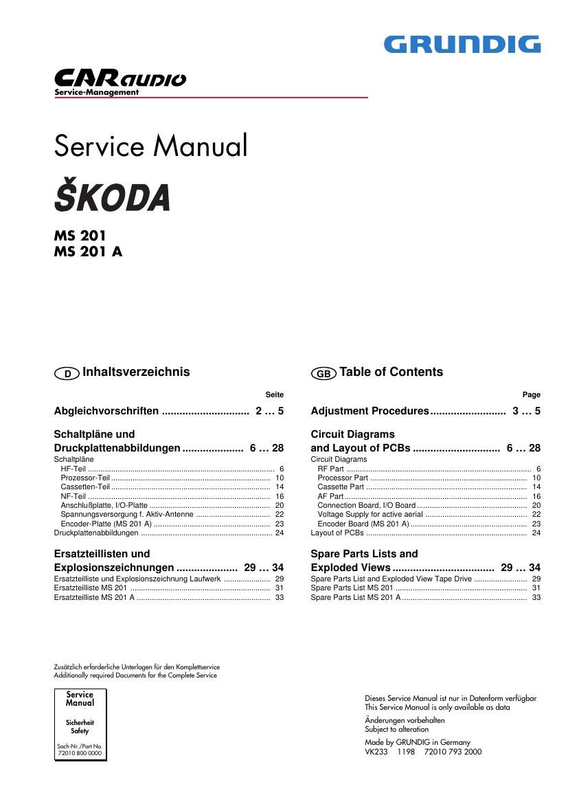 Grundig MS 201 A Service Manual