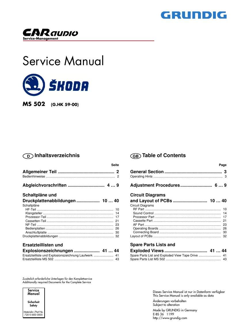 Grundig MS 502 Service Manual