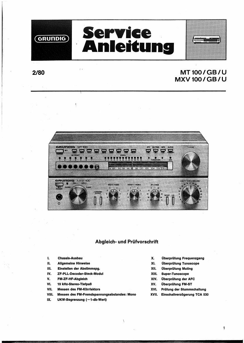 Grundig MT 100 Service Manual