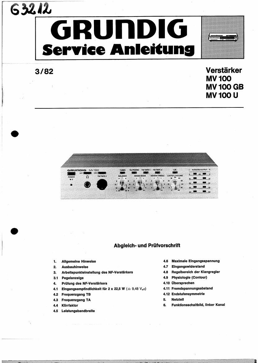 Grundig MV 100 Service Manual
