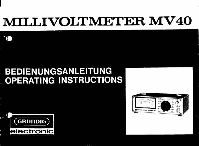 Grundig MV 40 Owners Manual