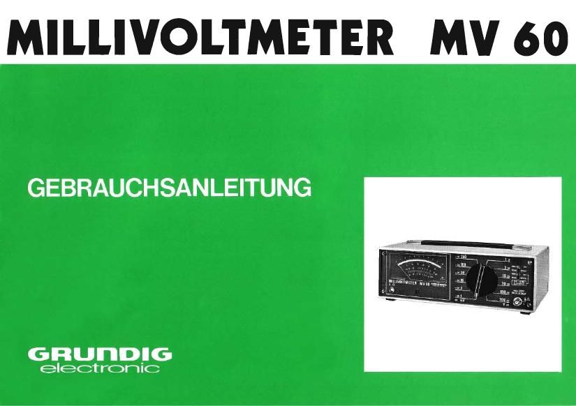 Grundig MV 60 Owners Manual