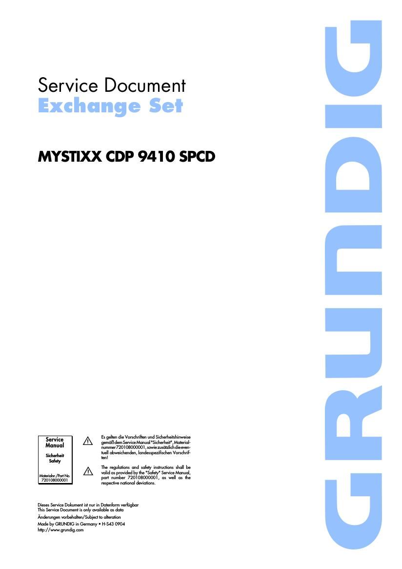 Grundig MYSTIXX CDP 9410 Service Manual