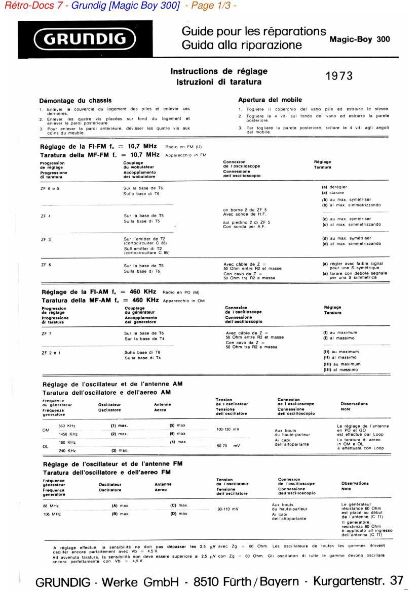 Grundig Magic Boy 300 Service Manual