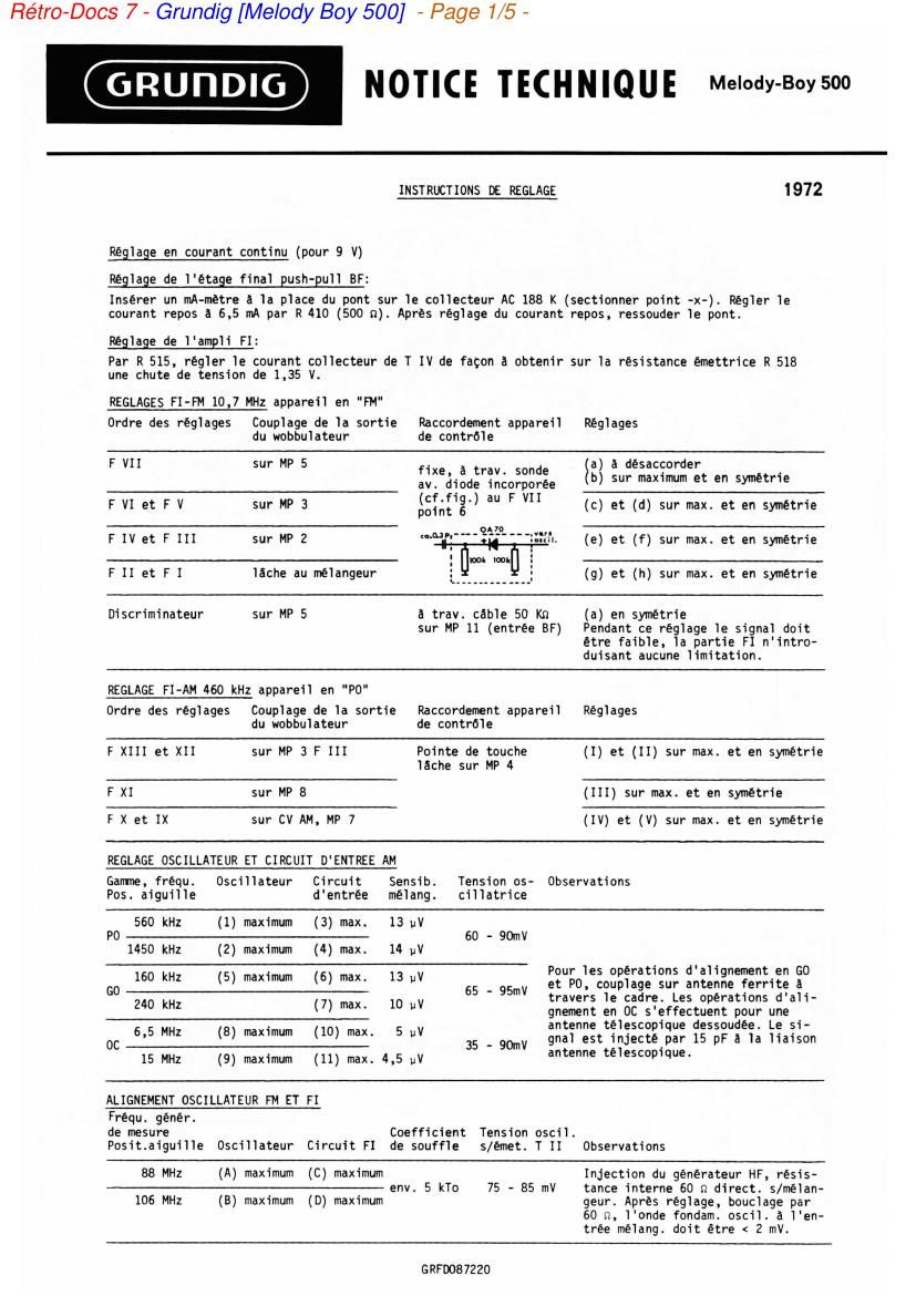 Grundig Melody Boy 500 Service Manual