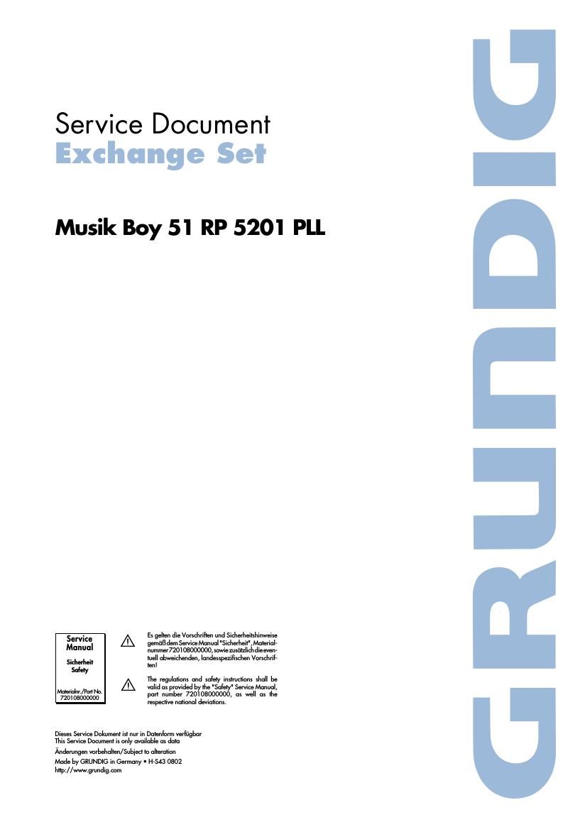 Grundig MusiK Boy 51 RP 5201 Service Manual