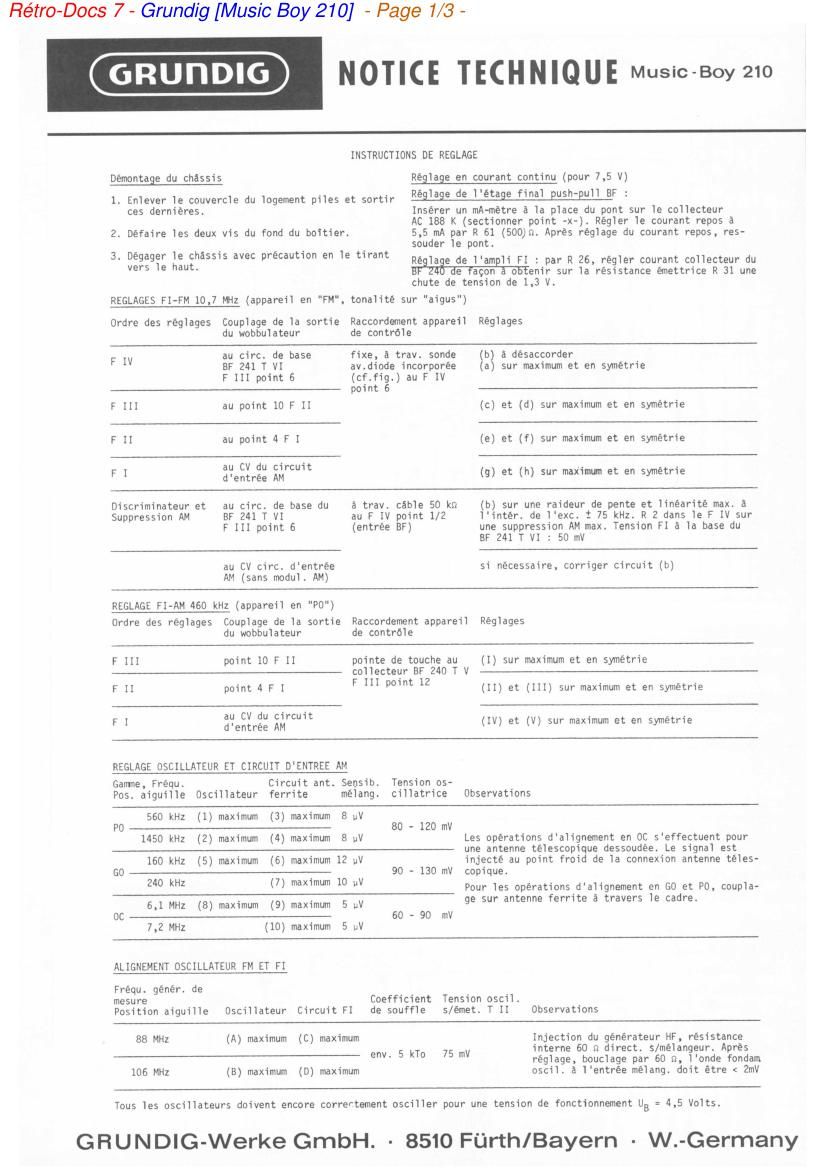 Grundig Music Boy 210 Service Manual