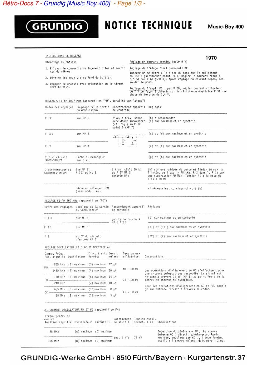 Grundig Music Boy 400 Service Manual