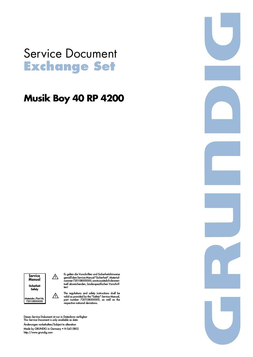 Grundig Musik Boy 40 RP 4200 Service Manual