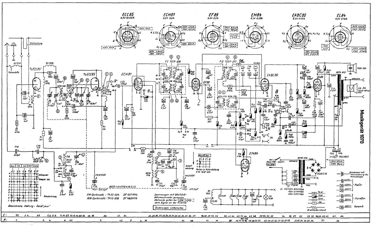 Grundig Musikgerat 1070 Schematic