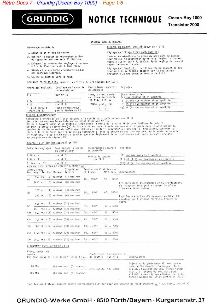 Grundig Ocean Boy 1000 Service Manual