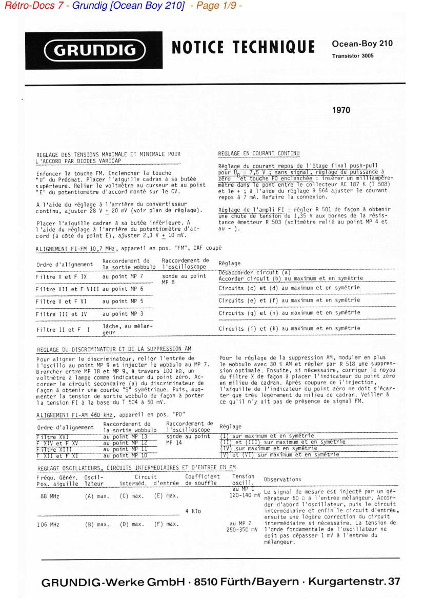 Grundig Ocean Boy 210 Service Manual