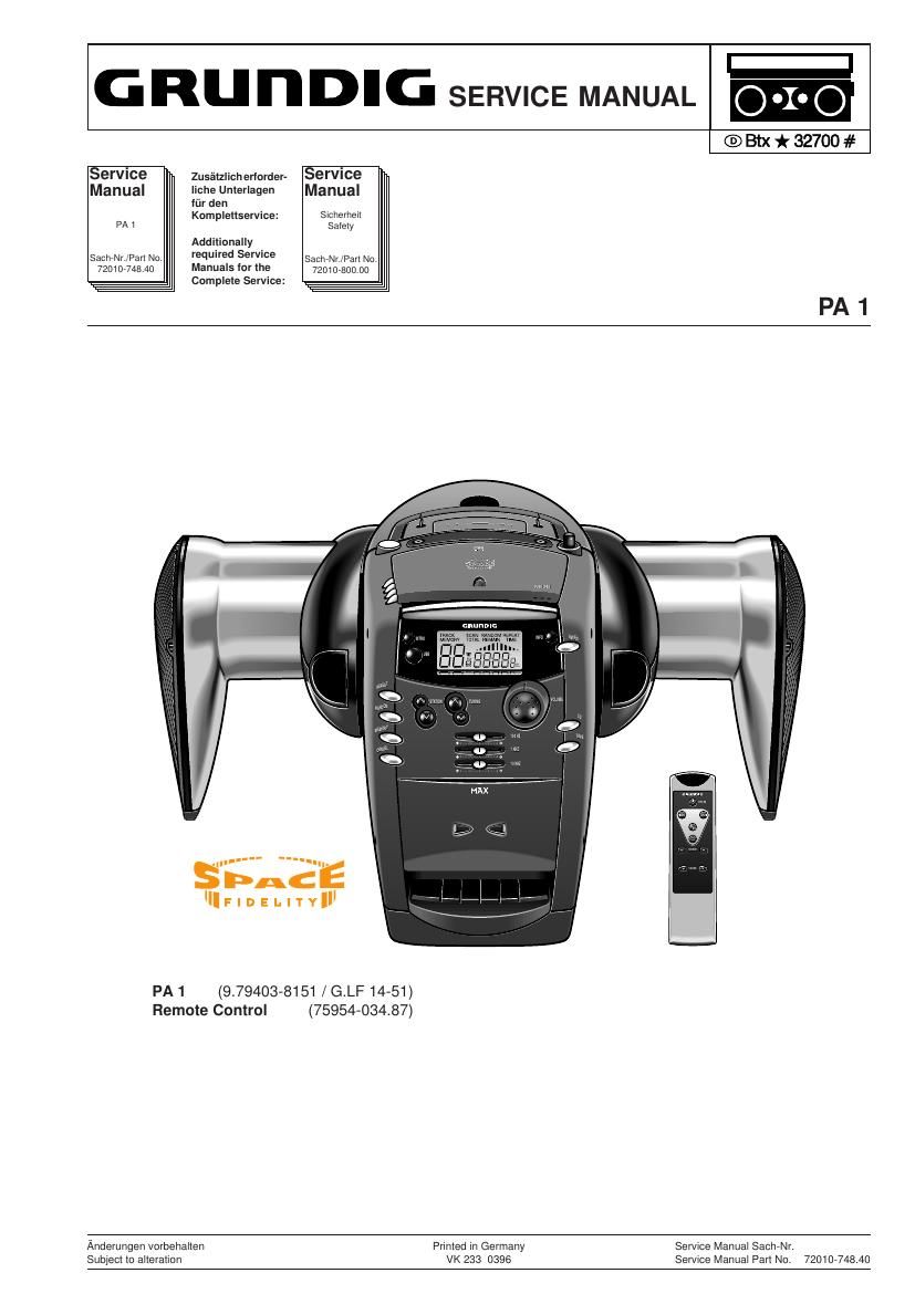 Grundig PA 1 Service Manual