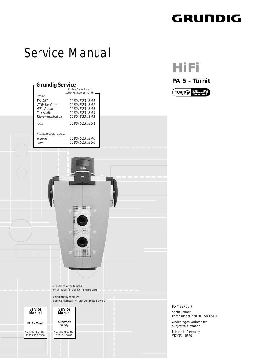 Grundig PA 5 TURNIT Service Manual