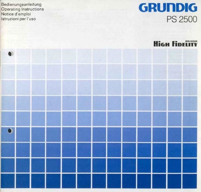 Grundig PS 2500 Owners Manual