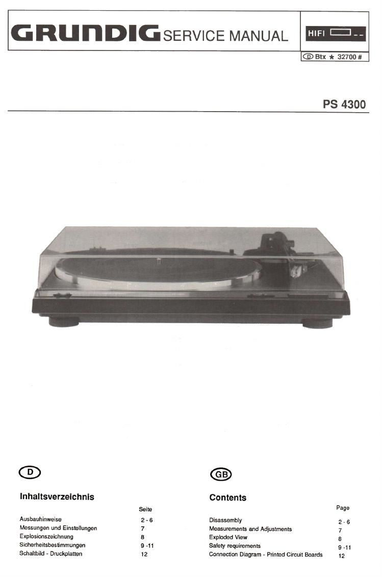 Original Service Manual Grundig PS 1600 