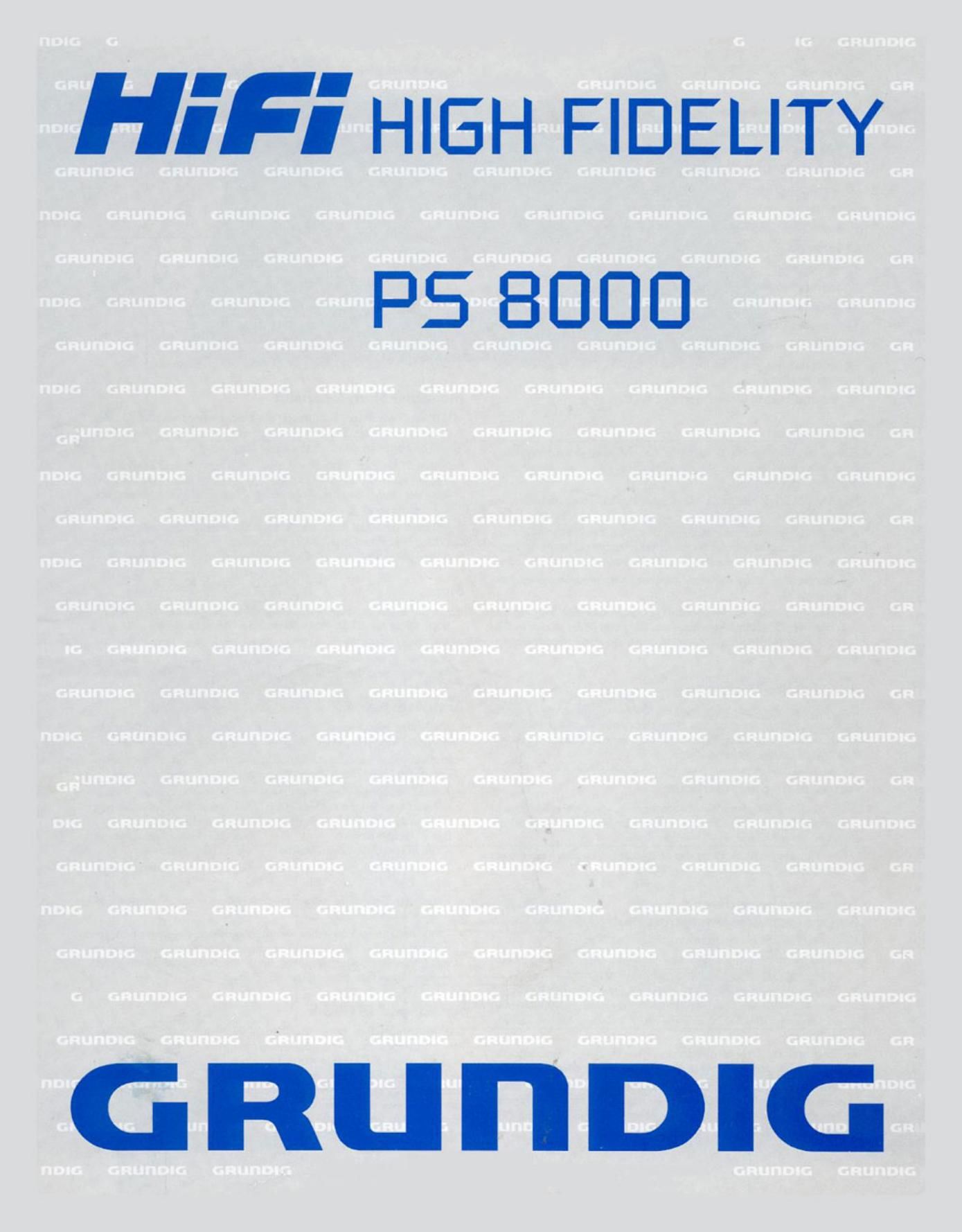 Grundig PS 8000 Owners Manual