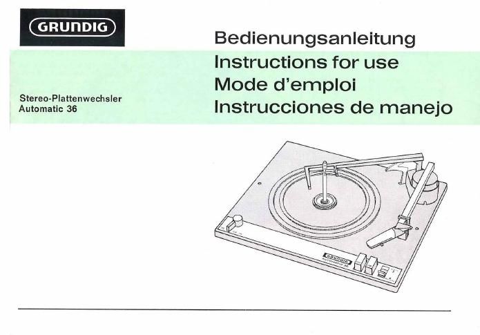 Grundig PW 36 Owners Manual