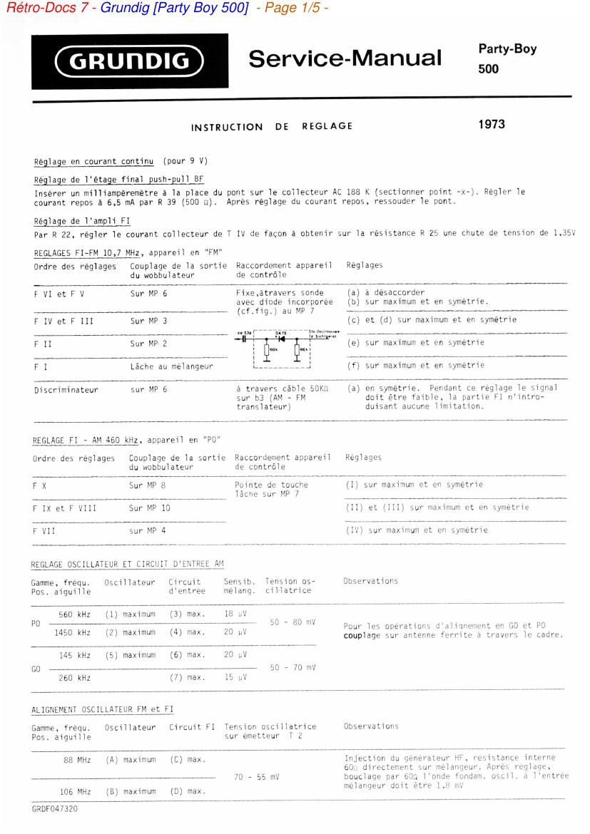 Grundig Party Boy 500 Service Manual