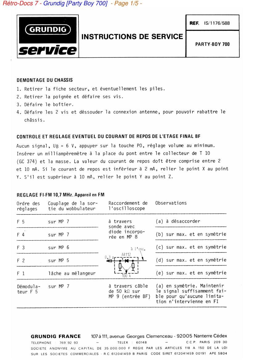 Grundig Party Boy 700 Service Manual