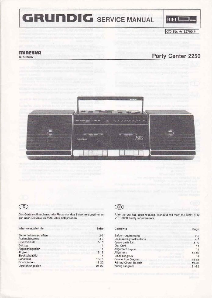 Grundig Party Center 2250 Service Manual