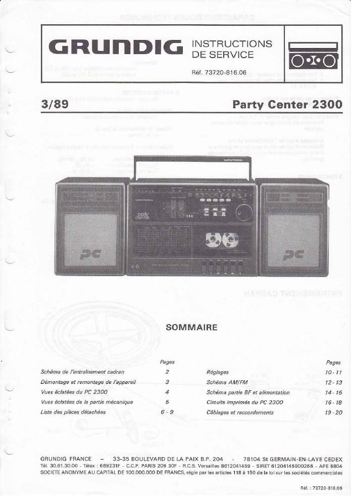 Grundig Party Center 2300 Service Manual