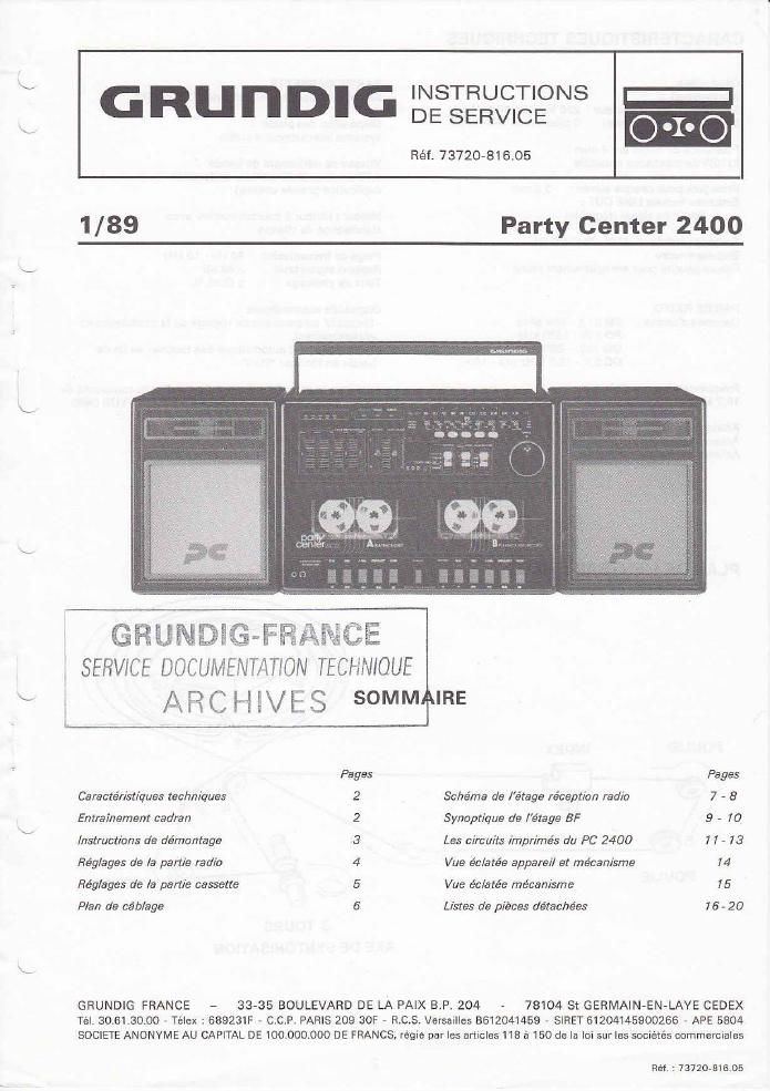 Grundig Party Center 2400 Service Manual