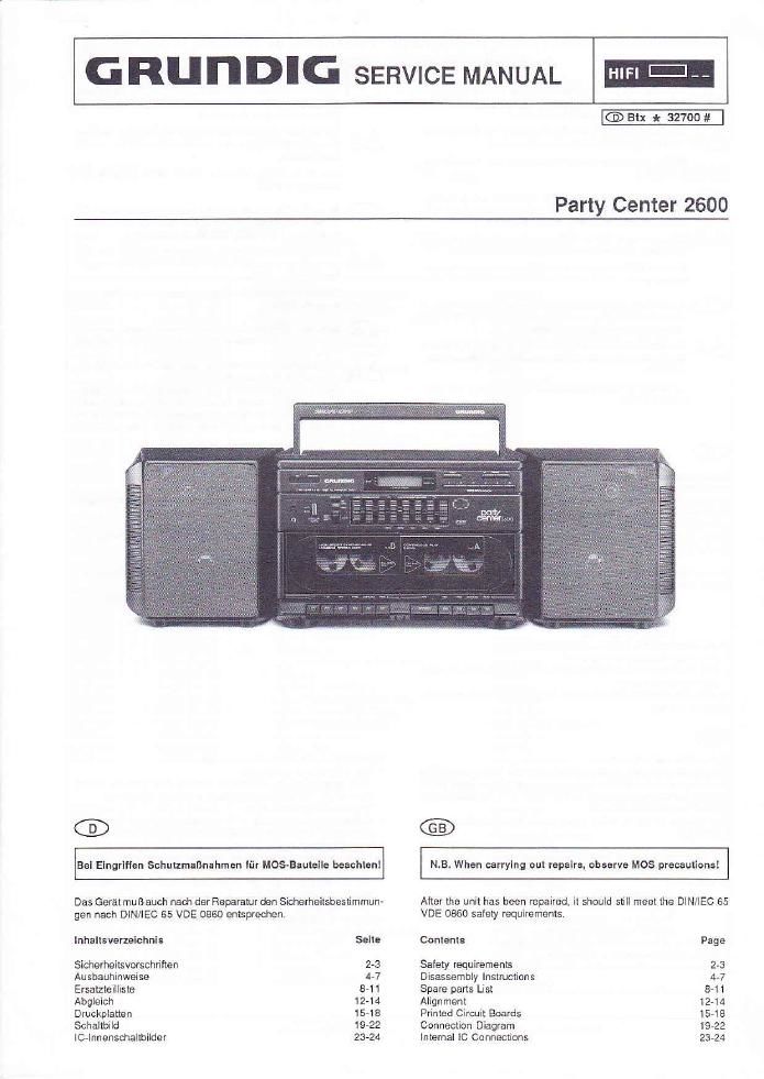 Grundig Party Center 2600 Service Manual 2