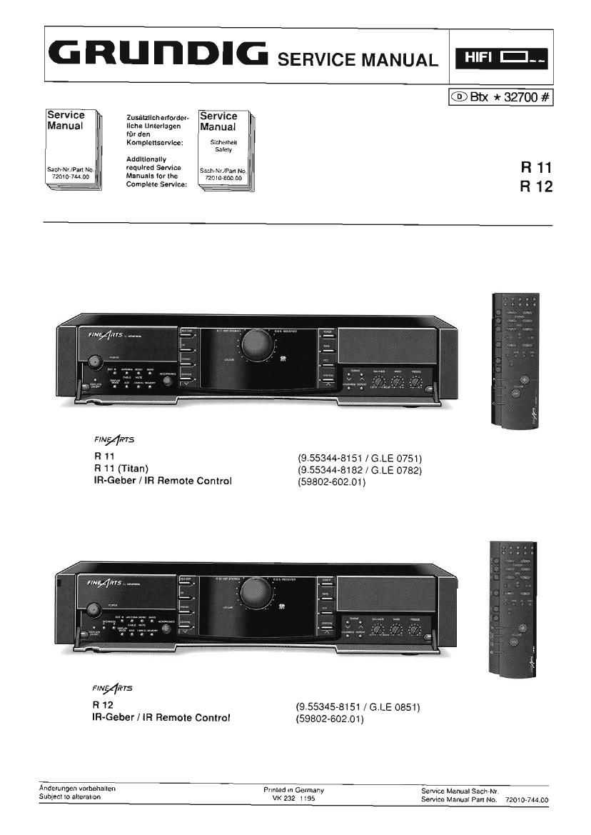 Grundig R 11 R 12 Service Manual