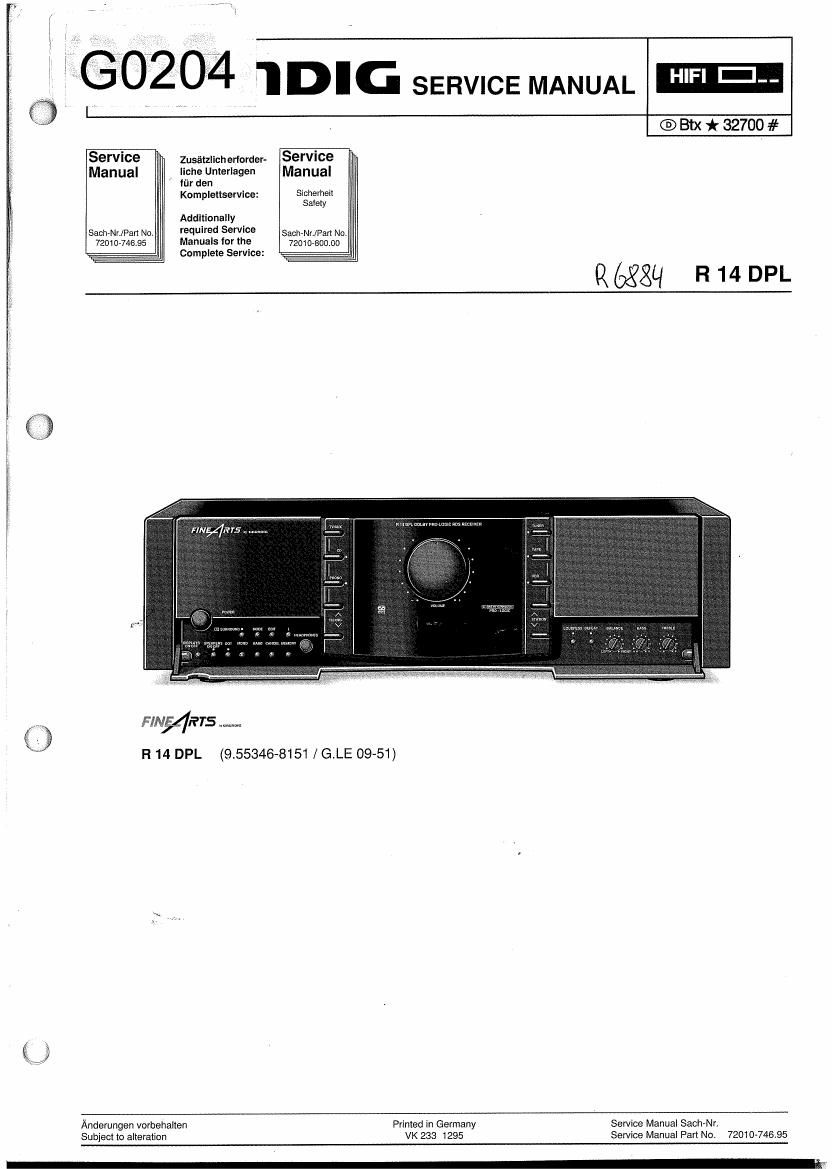 Grundig R 14 DPL Service Manual