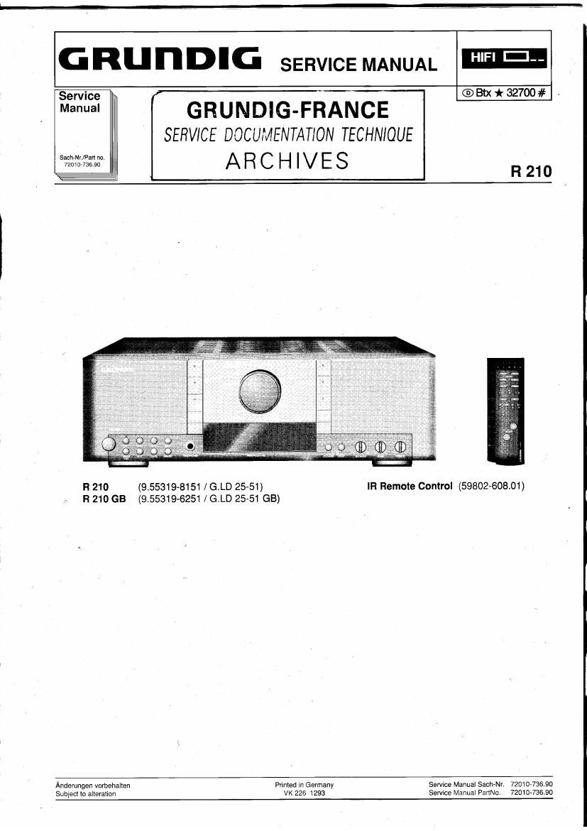 Grundig R 210 Service Manual