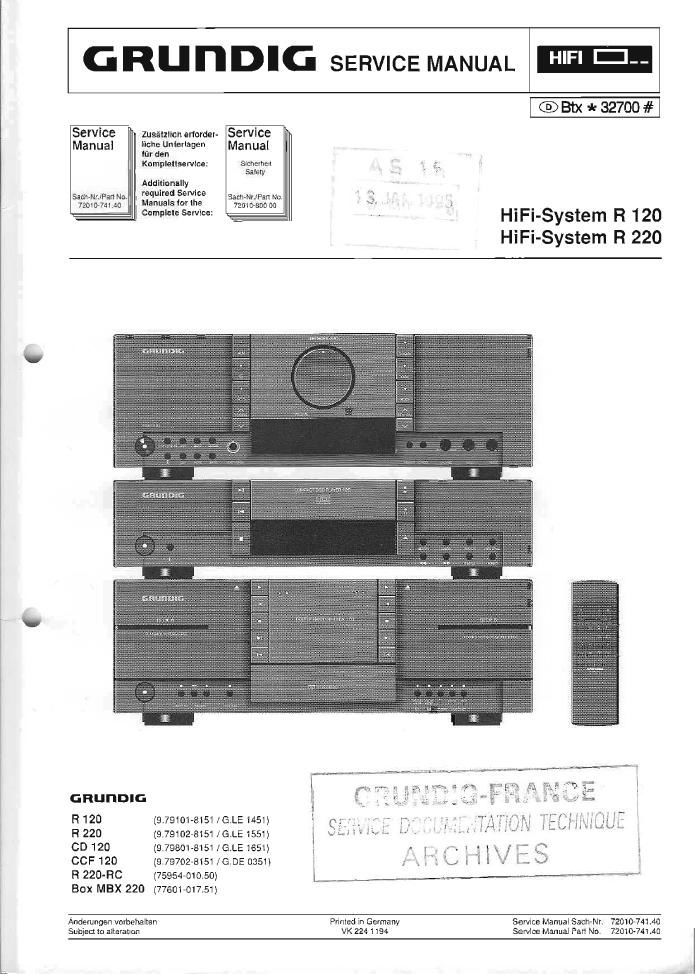 Grundig R 220 Service Manual
