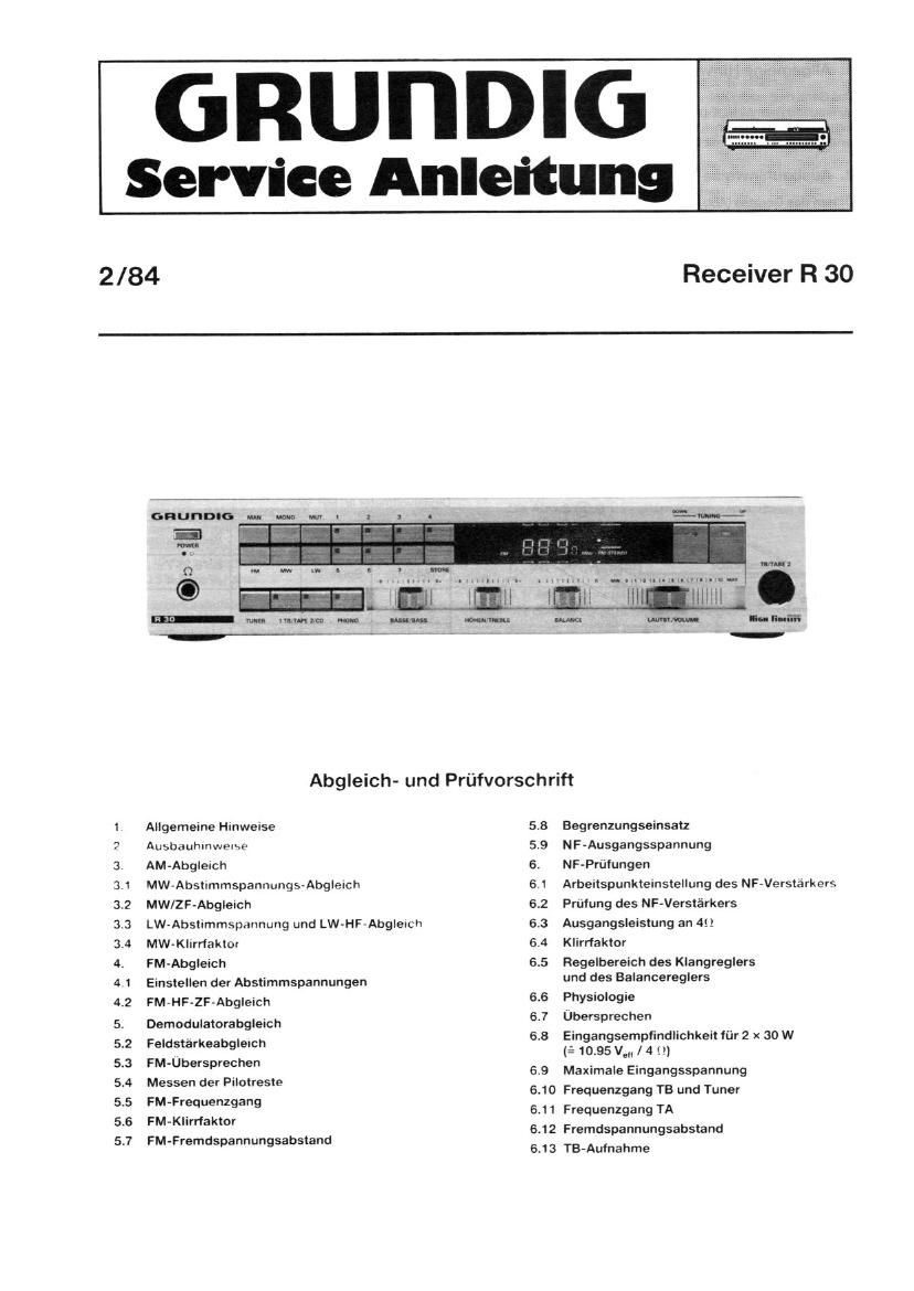 Grundig R 30 Service Manual