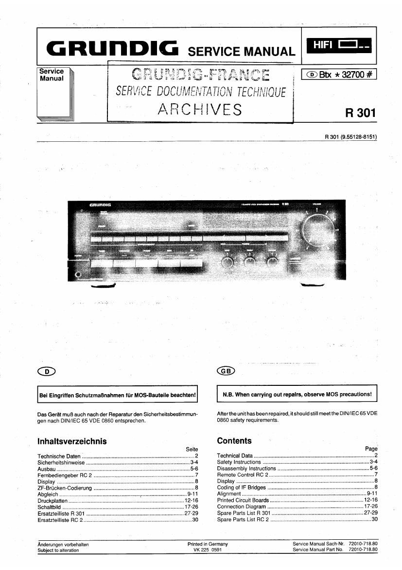 Grundig R 301 Service Manual