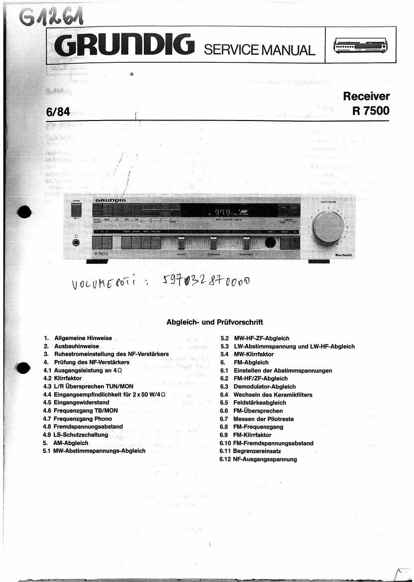 Grundig R 7500 Service Manual