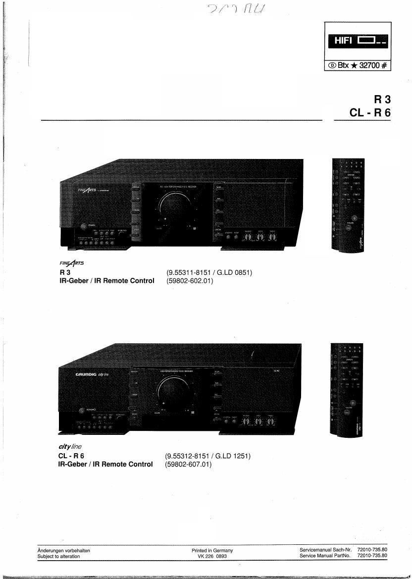 Grundig R3 CL R6 Schematics