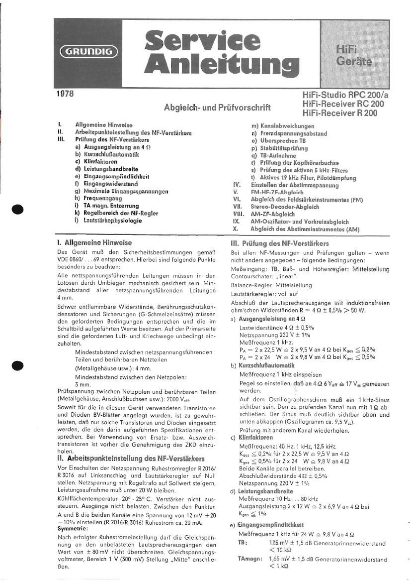 Grundig RC 200 Service Manual 2