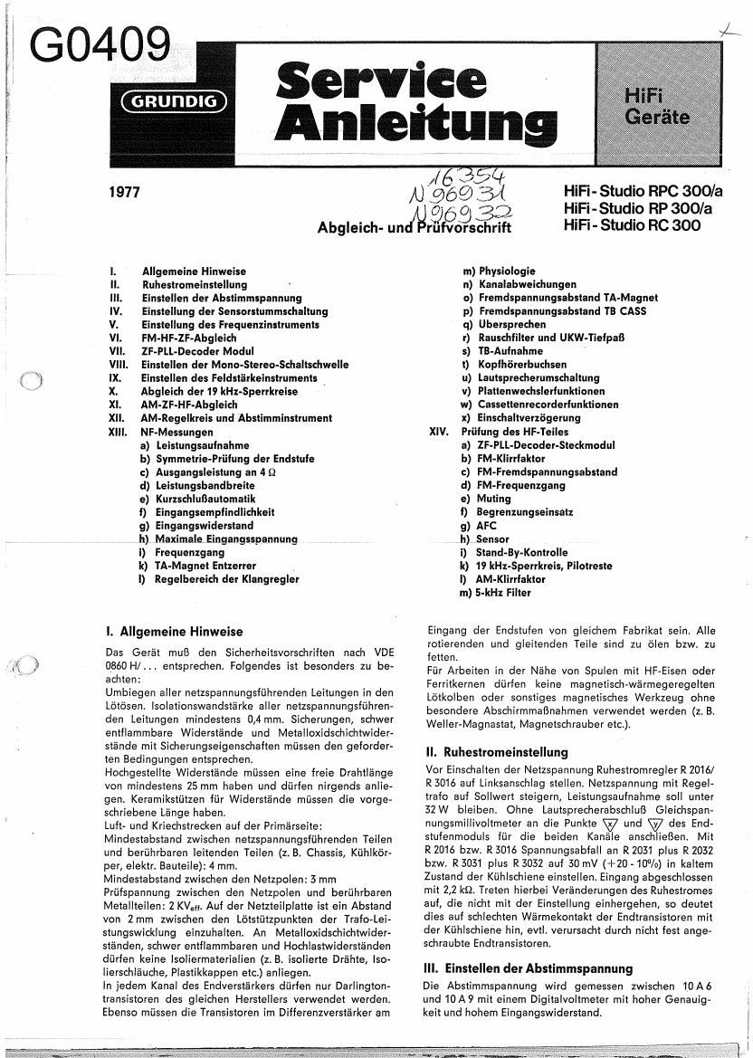 Grundig RC 300 Schematic