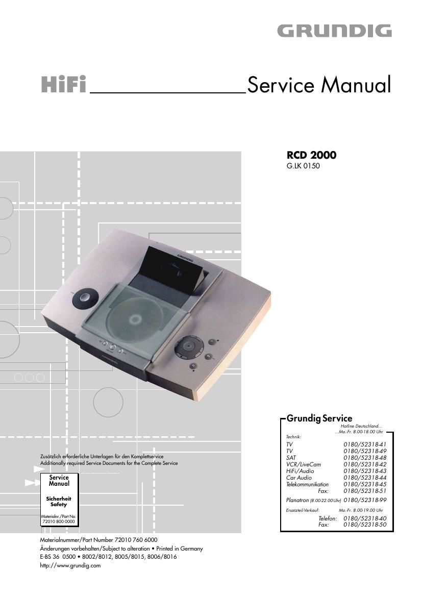 Grundig RCD 2000 Service Manual