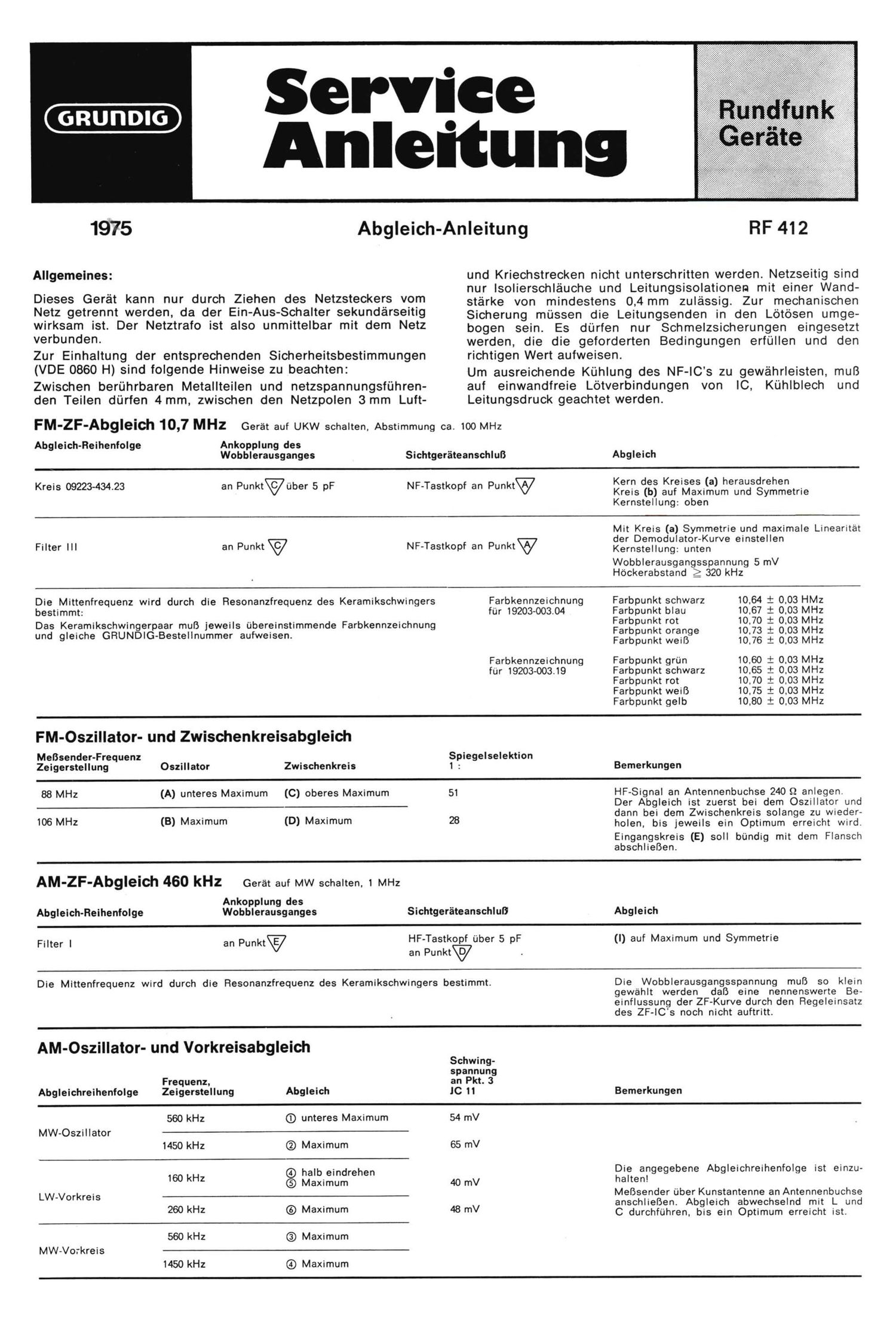 Grundig RF 412 Service Manual 2