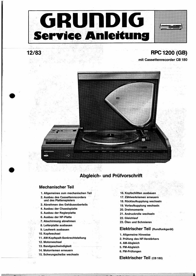 Grundig RPC 1200 Service Manual