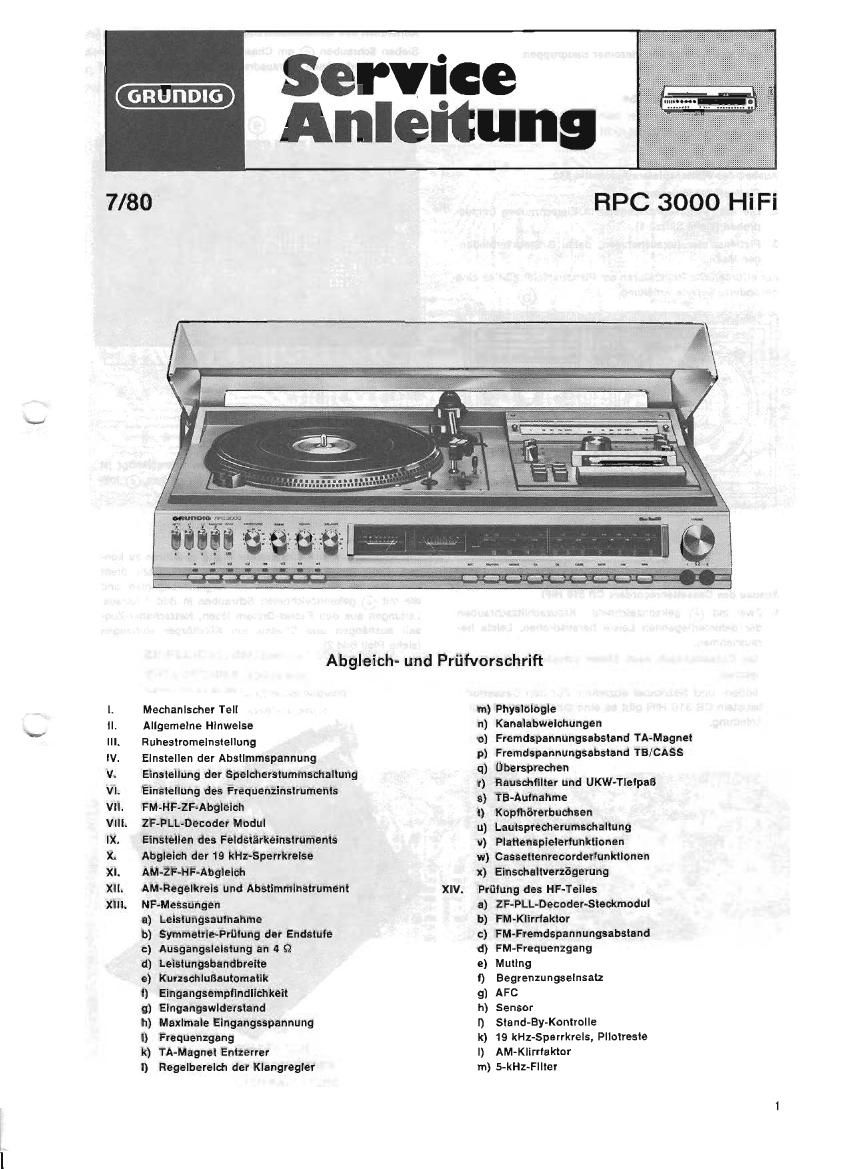 Grundig RPC 3000 Service Manual