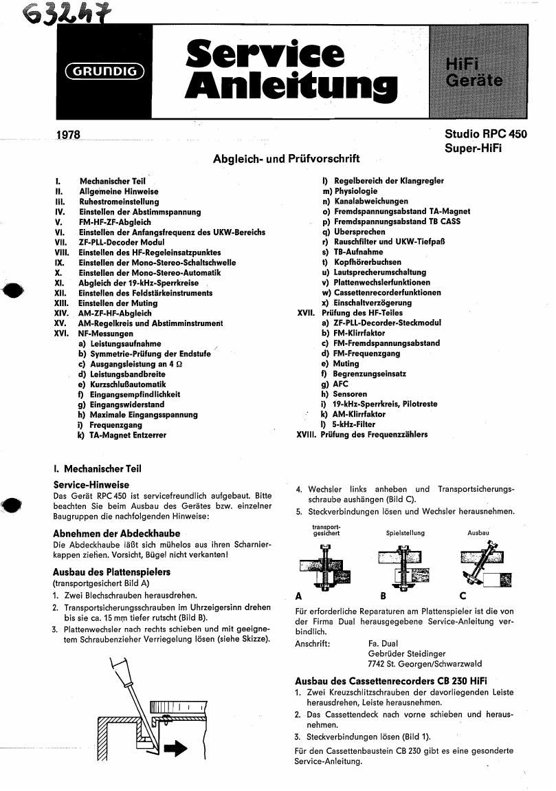 Grundig RPC 450 Service Manual