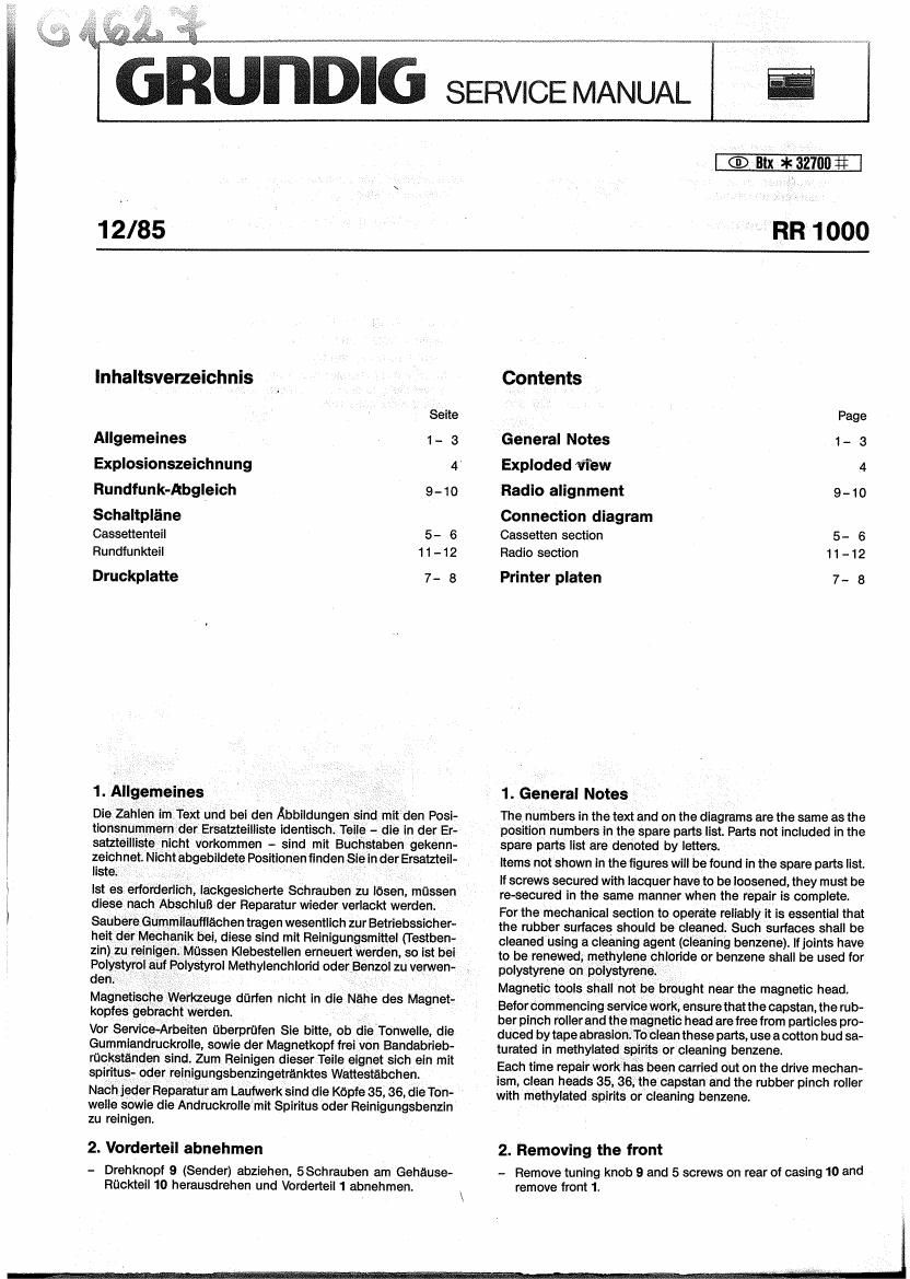 Grundig RR 1000 Schematic