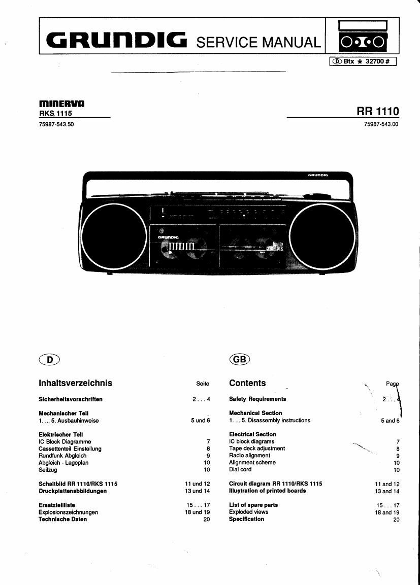 Grundig RR 1110 Service Manual