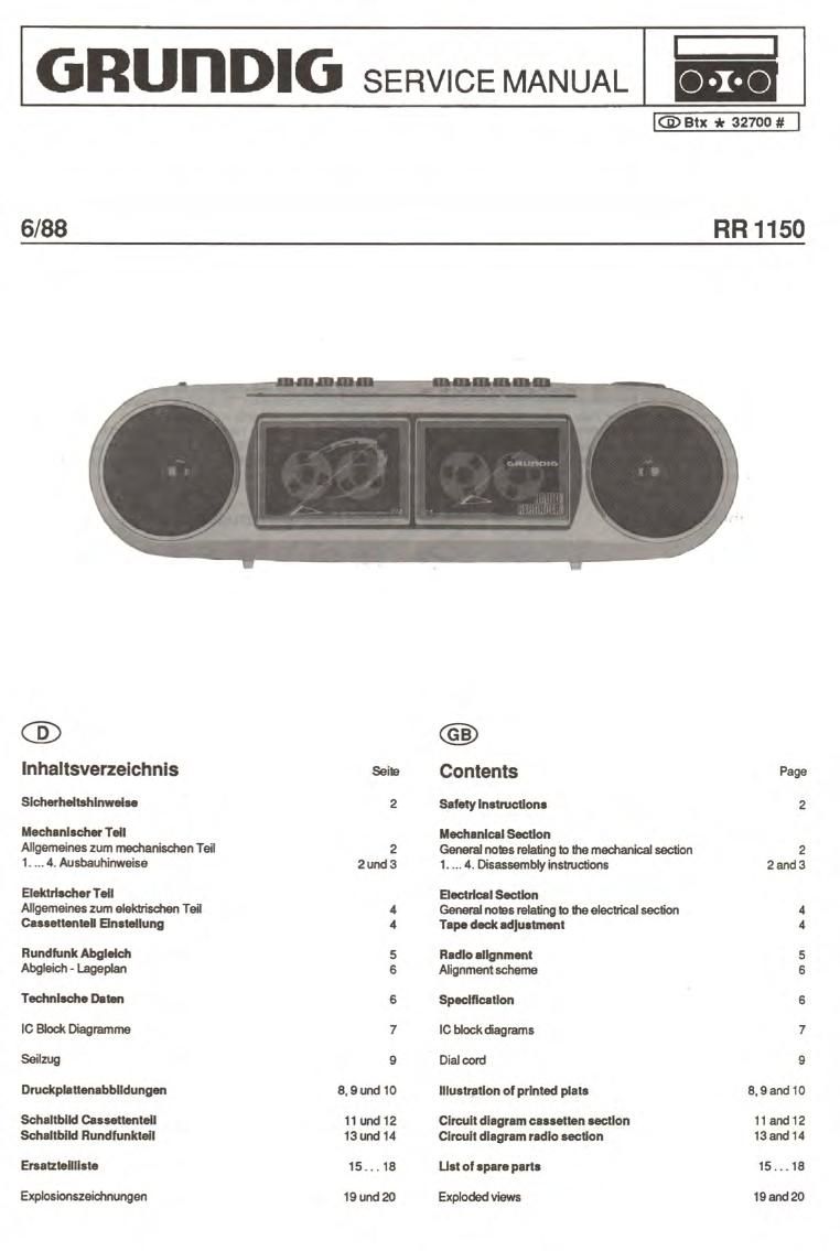 Grundig RR 1150 Service Manual