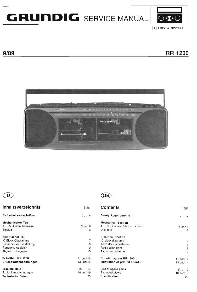 Grundig RR 1200 Service Manual