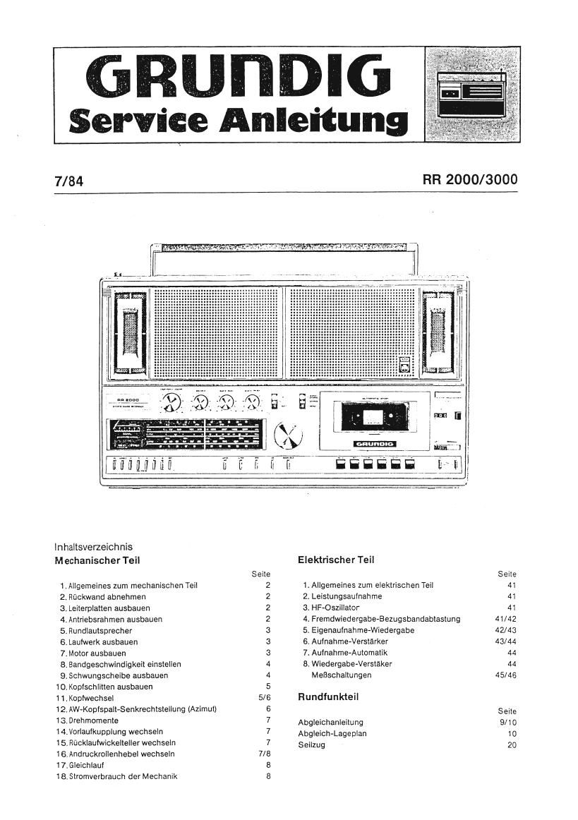 Grundig RR 2000 RR 3000 Service Manual